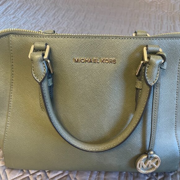MICHAEL KORS  large SAGE green SATCHEL FREE shipping - Picture 3 of 12